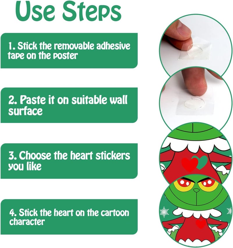 EMPOF Store Christmas Games - Pin The Heart Christmas Crafts Games for Kids Families Party, Cute Wall Decor Party Supplies Favors, Indoor Xmas Decorations Home Decor, Xmas Kids Activities Presents - Image 4